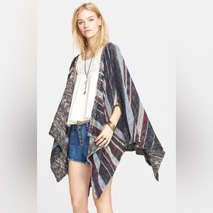 NWT multi colored Free People “The big trail” poncho / cardigan L